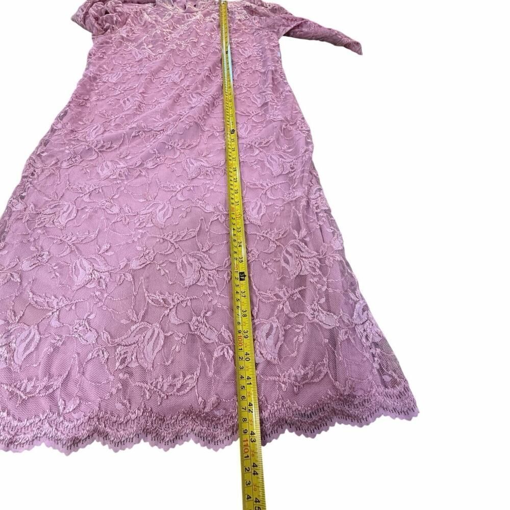 VTG 80s Romantic Pink Coquette Floral Lace Mesh Midi Dress Blaire Boutique Large - Picture 16 of 16